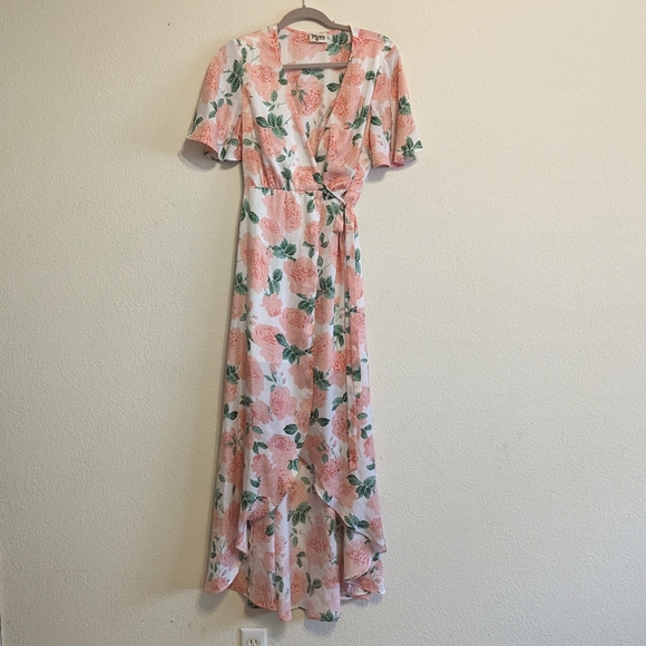 Show Me Your Mumu Marianne Pink Floral Wrap Maxi Dress Size Small. EUC - Picture 2 of 6